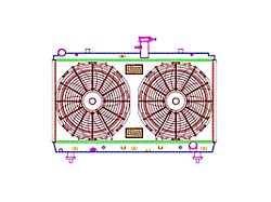 Griffin Radiators Combo Unit DownFlow Radiator; 2-Row (12-15 V8 Camaro w/ Automatic Transmission)