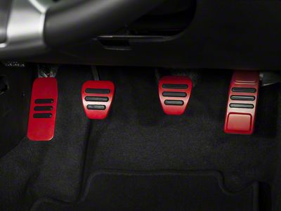 SpeedForm Modern Billet GT500 Style Pedal Covers; Red (05-14 Mustang w/ Manual Transmission)