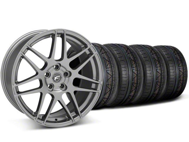 Staggered Forgestar F14 Gunmetal Wheel and NITTO INVO Tire Kit; 19x9/10 (05-14 Mustang)