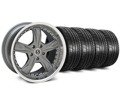 Staggered Shelby Razor Gunmetal Wheel and Mickey Thompson Tire Kit; 20-Inch (15-23 Mustang GT, EcoBoost, V6)