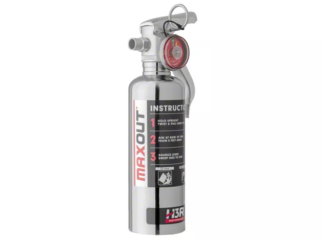 H3R Performance MaxOut Dry Chemical Car Fire Extinguisher; Chrome; 1.0 lb.