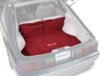 Replacement Hatch Carpet with 5.0 Logo; Red (87-93 Mustang Hatchback)