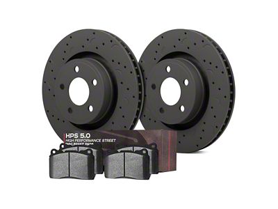 Hawk Performance Talon Cross-Drilled and Slotted Brake Rotor and HPS 5.0 Pad Kit; Rear (98-02 Camaro)