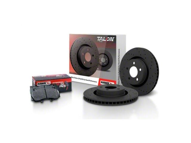 Hawk Performance Talon Cross-Drilled and Slotted Brake Rotor and HPS 5.0 Pad Kit; Rear (10-15 Camaro SS, ZL1)