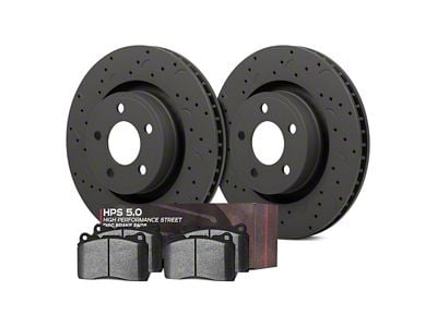 Hawk Performance Talon Cross-Drilled and Slotted Brake Rotor and HPS Pad Kit; Front (94-97 Camaro)