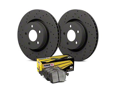 Hawk Performance Talon Cross-Drilled and Slotted Brake Rotor and Ceramic Pad Kit; Rear (09-11 Challenger R/T; 12-16 Challenger w/ Vented Rear Rotors)