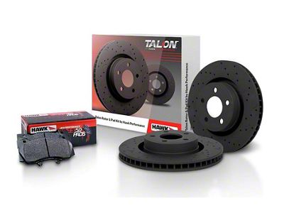 Hawk Performance Talon Cross-Drilled and Slotted Brake Rotor and HPS 5.0 Pad Kit; Front (12-13 Challenger SXT w/ Performance Brakes)