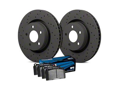 Hawk Performance Talon Cross-Drilled and Slotted Brake Rotor and HPS Pad Kit; Rear (09-11 Challenger R/T; 12-16 Challenger w/ Vented Rear Rotors)