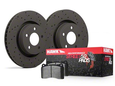 Hawk Performance Talon Cross-Drilled and Slotted Brake Rotor and HPS 5.0 Pad Kit; Rear (94-04 Mustang Cobra, Bullitt, Mach 1)