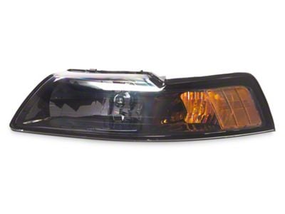 Stock Replacement Headlights; Black Housing; Clear Lens; Driver Side (99-04 Mustang)