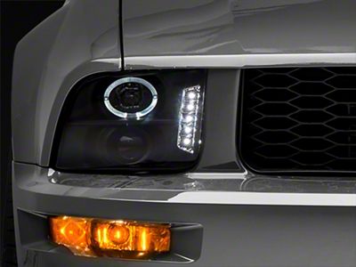 Raxiom LED Halo Projector Headlights; Black Housing; Clear Lens (05-09 Mustang w/ Factory Halogen Headlights, Excluding GT500)