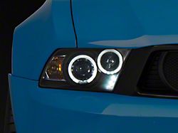 Dual Halo Projector Headlights; Black Housing; Clear Lens (10-12 Mustang w/ Factory Halogen Headlights)
