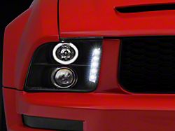 LED Halo Projector Headlights; Black Housing; Clear Lens (05-09 Mustang w/ Factory Halogen Headlights, Excluding GT500)