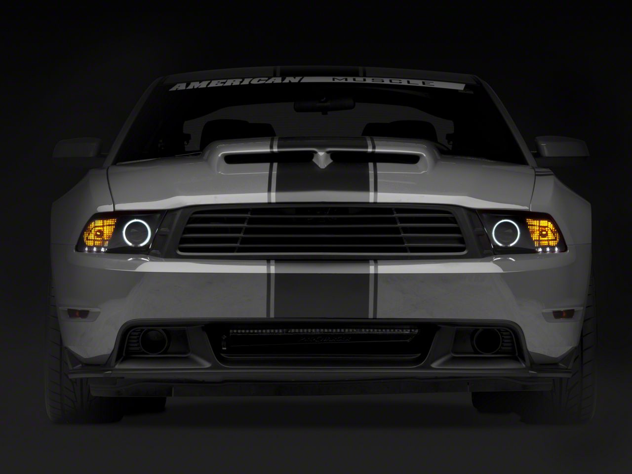 Raxiom Mustang CCFL Halo Projector Headlights; Black Housing