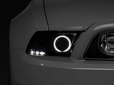 Raxiom LED Halo Projector Headlights; Black Housing; Smoked Lens (13-14 Mustang w/ Factory HID Headlights)