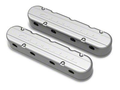 Holley Chevrolet Script Valve Covers; Natural (10-15 V8 Camaro)