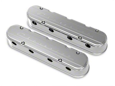 Holley Chevrolet Script Valve Covers; Polished (10-15 V8 Camaro)