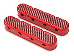 Holley LS Finned Valve Covers; Gloss Red (10-15 V8 Camaro)