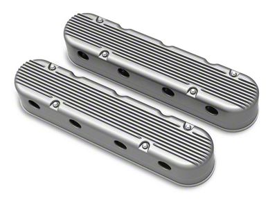 Holley LS Finned Valve Covers; Natural (10-15 V8 Camaro)