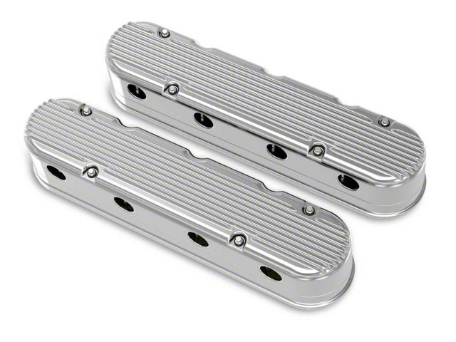 Holley LS Finned Valve Covers; Polished (10-15 V8 Camaro)