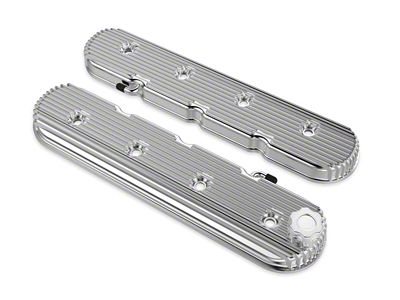 Holley LS Finned Vintage Series Valve Covers; Polished (10-15 V8 Camaro)