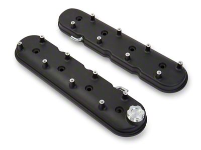 Holley LS Valve Covers; Satin Black (10-15 V8 Camaro)