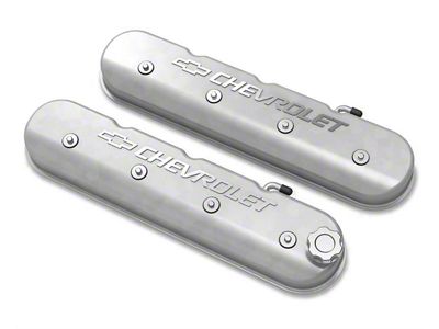 Holley Tall LS Valve Covers with Bowtie/Chevrolet Logo; Natural (10-15 V8 Camaro)