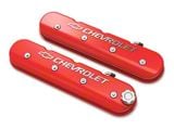 Holley Tall LS Valve Covers with Bowtie/Chevrolet Logo; Red (10-15 V8 Camaro)