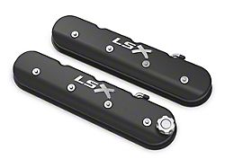 Holley Tall LS Valve Covers with LSX Logo; Satin Black (10-15 V8 Camaro)