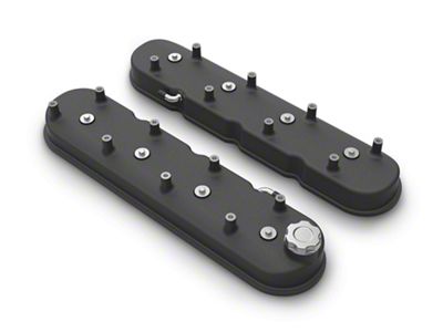 Holley Tall LS Valve Covers; Satin Black (10-15 V8 Camaro)