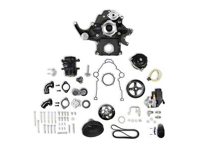 Holley Mid-Mount Complete Accessory Drive System Kit; Black (09-23 5.7L HEMI, 6.4L HEMI Challenger w/ VVT)