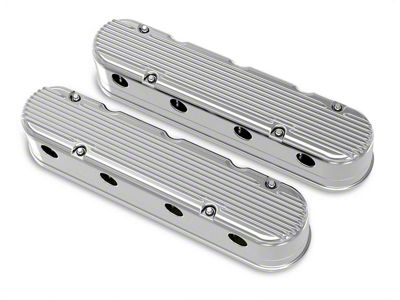 Holley LS Finned Valve Covers; Polished (97-13 Corvette C5 & C6, Excluding ZR1)