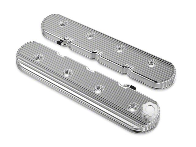 Holley LS Finned Vintage Series Valve Covers; Polished (97-13 Corvette C5 & C6, Excluding ZR1)