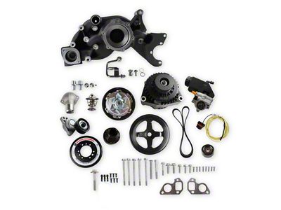 Holley Mid-Mount LS7 Race Accessory System with Power Steering Pump; Black (06-13 Corvette C6 Z06)