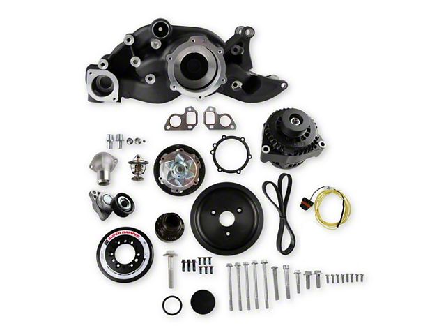 Holley Mid-Mount LS7 Race Accessory System without Power Steering Pump; Black (06-13 Corvette C6 Z06)
