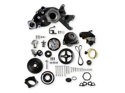 Holley Mid-Mount Race Accessory Drive System Kit with Power Steering Pump; Black (14-19 Corvette C7, Excluding ZR1)