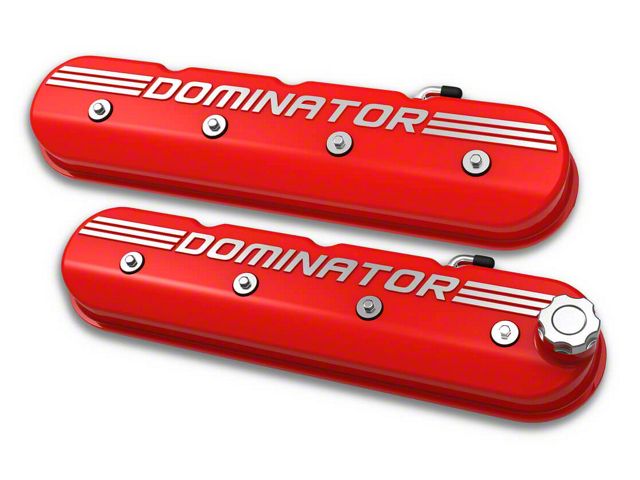 Holley Tall LS Dominator Valve Covers; Gloss Red (97-13 Corvette C5 & C6, Excluding ZR1)