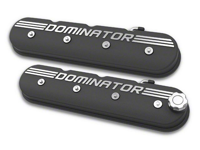Holley Tall LS Dominator Valve Covers; Satin Black (97-13 Corvette C5 & C6, Excluding ZR1)