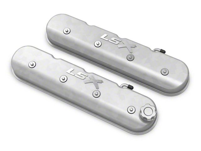 Holley Tall LS Valve Covers with LSX Logo; Natural (97-13 Corvette C5 & C6, Excluding ZR1)