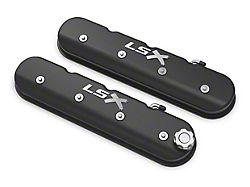 Holley Tall LS Valve Covers with LSX Logo; Satin Black (97-13 Corvette C5 & C6, Excluding ZR1)