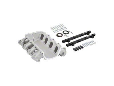 Holley EFI Ultra Lo-Ram Intake Manifold Base and Port Injection Fuel Rails; Satin (16-24 Camaro LT1, SS)