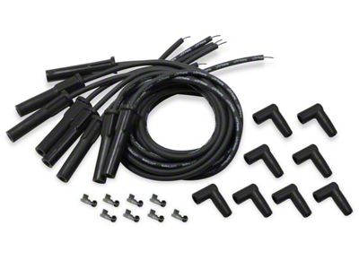 Holley EFI Universal Cut-to-Fit Spark Plug Wire Set; Black/Black Boots (98-15 V8 Camaro)