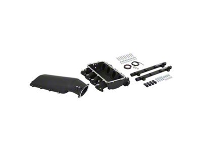 Holley EFI Lo-Ram Intake Manifold Kit and Port Injection Fuel Rails; Black (14-25 Corvette C7 & C8, Excluding ZR1)
