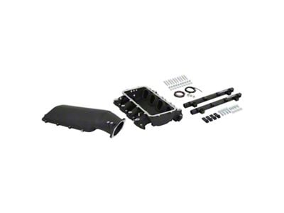 Holley EFI Lo-Ram Intake Manifold Kit and Port Injection Fuel Rails; Black (14-24 Corvette C7 & C8, Excluding ZR1)