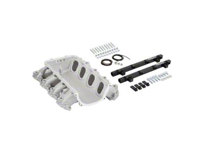 Holley EFI Ultra Lo-Ram Intake Manifold Base and Port Injection Fuel Rails; Satin (14-24 Corvette C7 & C8, Excluding ZR1)