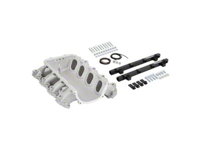 Holley EFI Ultra Lo-Ram Intake Manifold Base and Port Injection Fuel Rails; Satin (14-25 Corvette C7 & C8, Excluding ZR1)