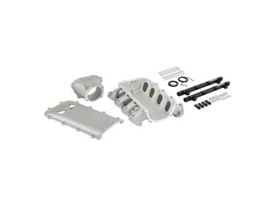 Holley EFI Ultra Lo-Ram Intake Manifold Kit and Port Injection Fuel Rails; Satin (14-25 Corvette C7 & C8, Excluding ZR1)