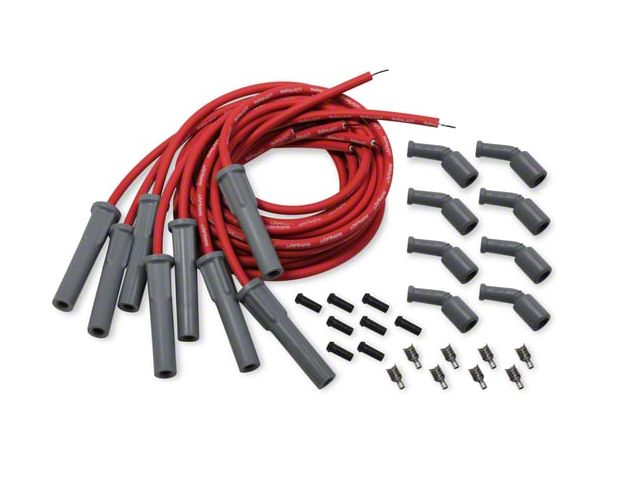 Holley EFI Universal Cut-to-Fit Spark Plug Wire Set; Red/Gray Boots (97-13 Corvette C5 & C6)