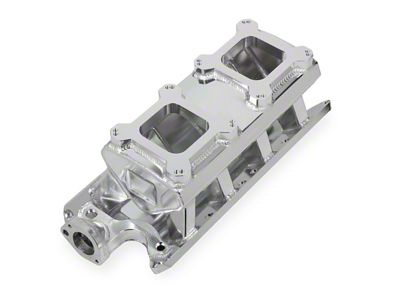 Holley 289/302 Small Block Single Plane Dual Quad Carbureted Intake Manifold; Silver (79-95 5.0L Mustang)