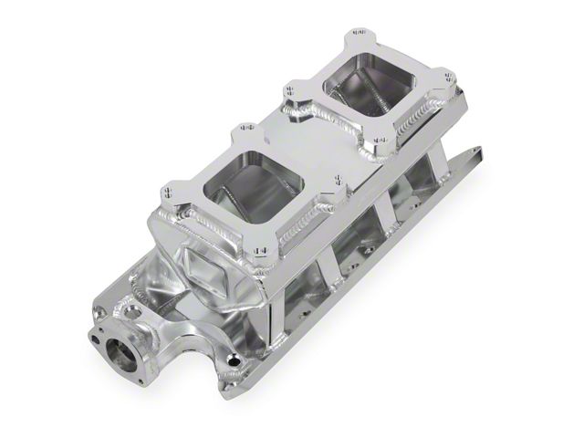 Holley 289/302 Small Block Single Plane Dual Quad Carbureted Intake Manifold; Silver (79-95 5.0L Mustang)